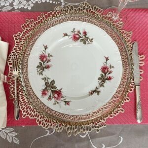 Floral White and Pink Dinner Plate